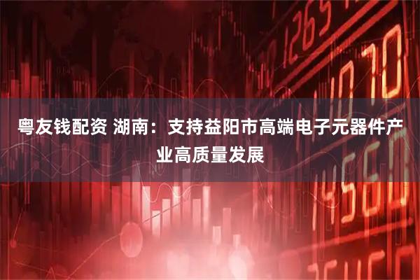 粤友钱配资 湖南：支持益阳市高端电子元器件产业高质量发展