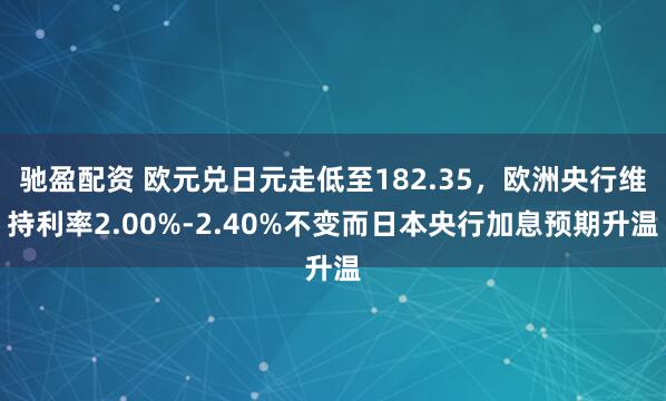 驰盈配资 欧元兑日元走低至182.35，欧洲央行维持利率2.00%-2.40%不变而日本央行加息预期升温