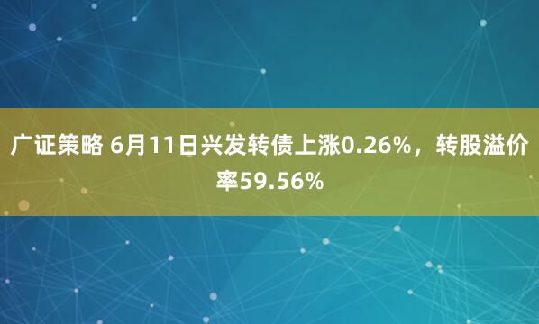 广证策略 6月11日兴发转债上涨0.26%，转股溢价率59.56%